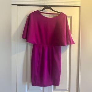 Lulus backless magenta cape sleeve dress size small